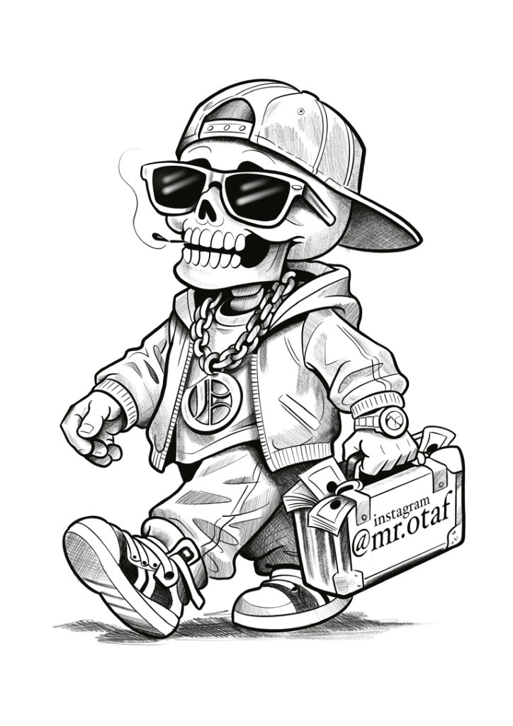 Ilustración logo Mr Otaf, personaje streetwear, diseño original
